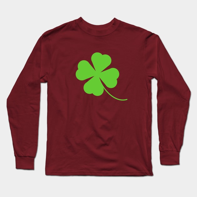 Lucky Four Leaf Clover Shamrock Long Sleeve T-Shirt by Kelly Gigi